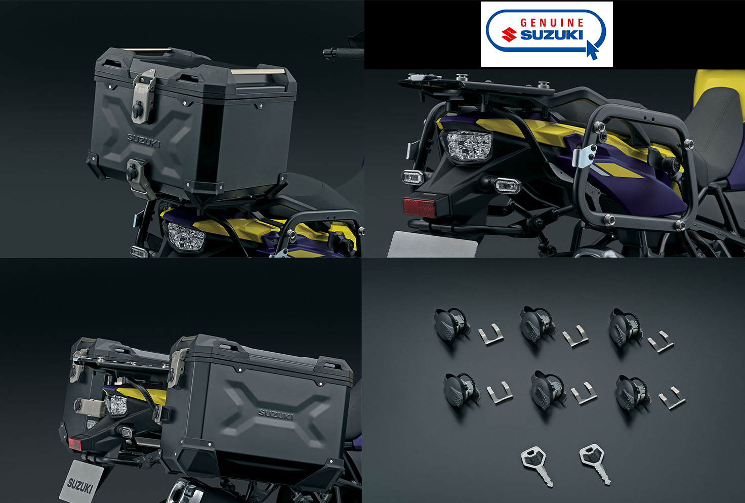 SUZUKI BLACK ALU TOP & SIDE CASE SET